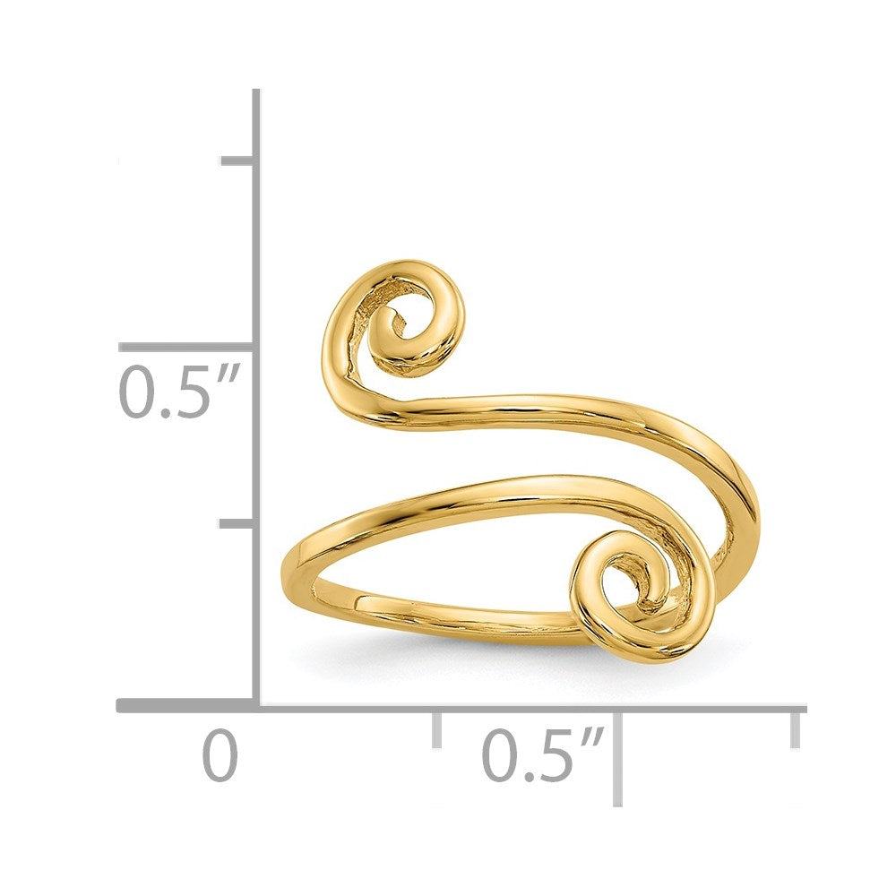 14K Gelbgold Toering mit Schwungmuster