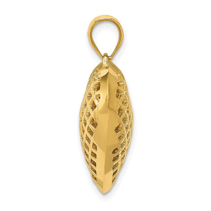14K Gelbgold Polierter 3-D Gewebter Gepolsterter Herz-Anhänger