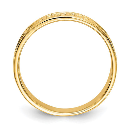 14K Gelbgold Kreuzring, poliert & satiniert