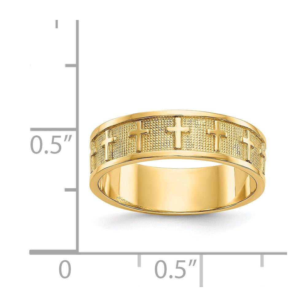 14K Gelbgold Kreuzring, poliert & satiniert