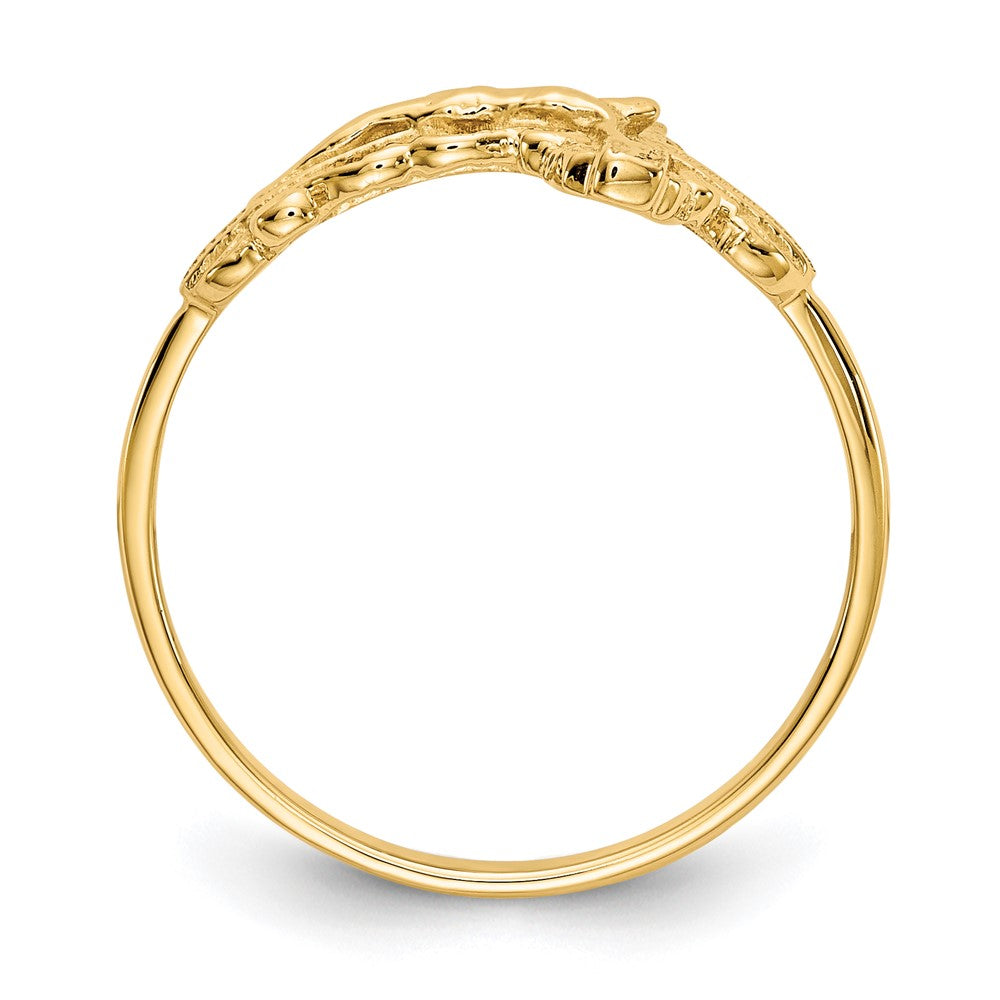 14K Gelbgold Kruzifix-Ring mit Diamantschliff