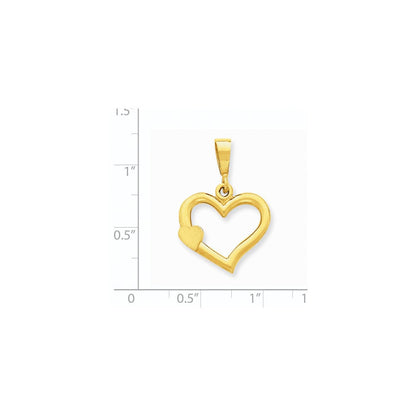 585 Gelbgold Massiv Herz-Anhänger, satiniert-poliert, Fantasie-Design