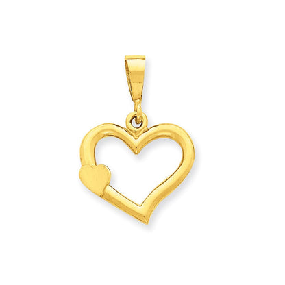585 Gelbgold Massiv Herz-Anhänger, satiniert-poliert, Fantasie-Design