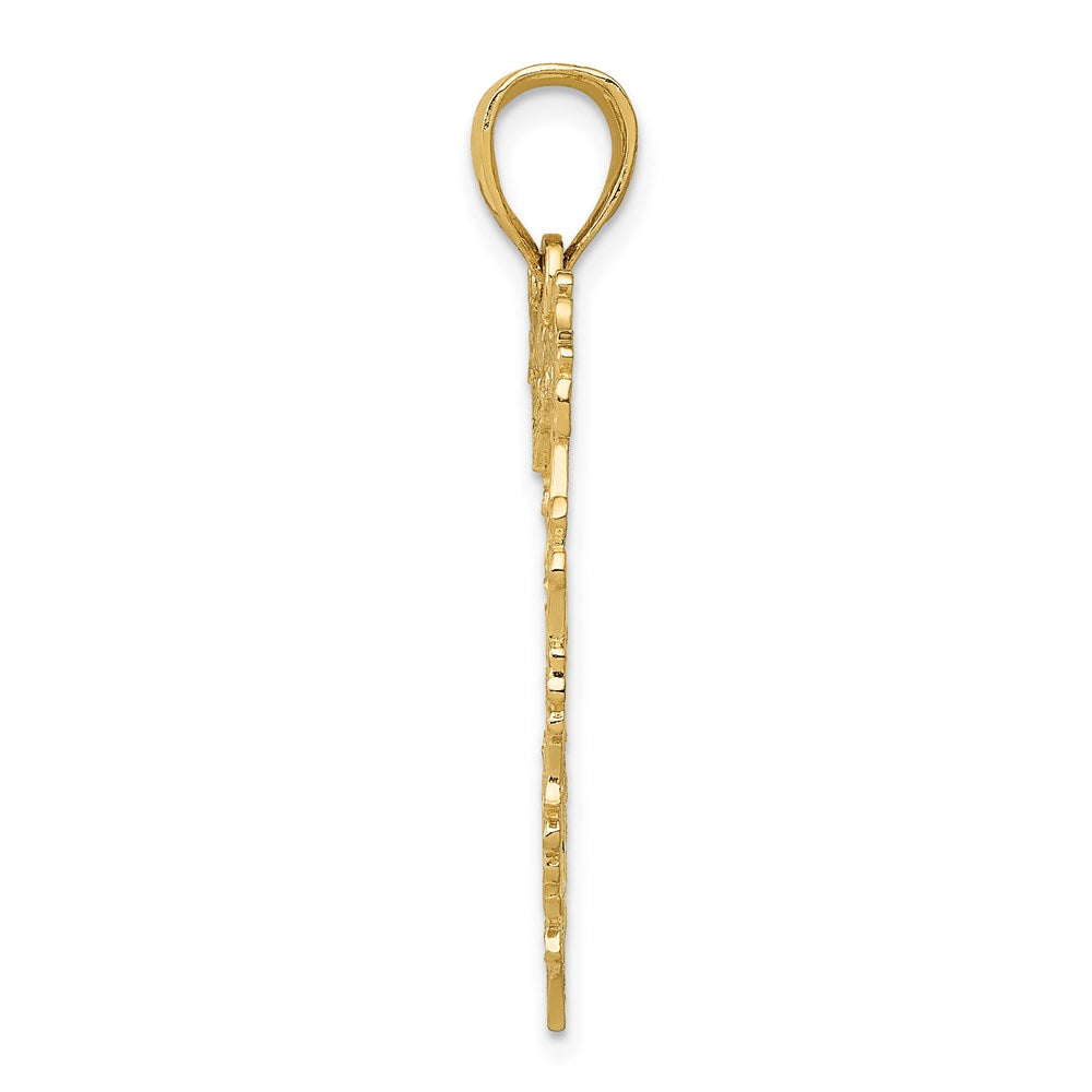 14K Gelbgold Polierter Herz-Anhänger mit Blumenrand