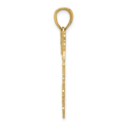 14K Gelbgold Polierter Herz-Anhänger mit Blumenrand
