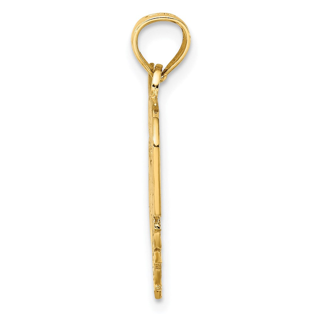 14K Gelbgold polierter „I LOVE YOU"-Herz-Charm mit Banner