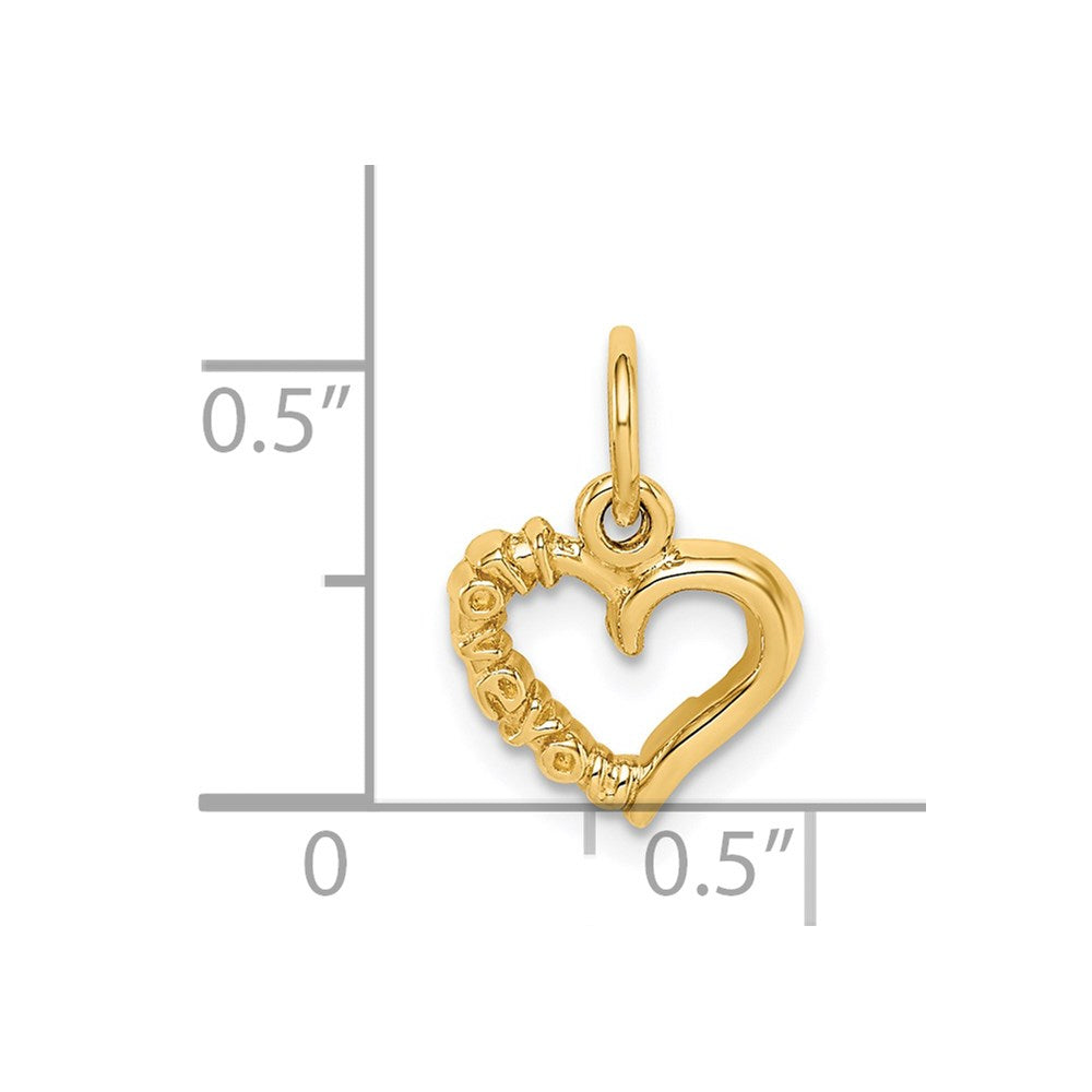14K Gelbgold Poliert I Liebe You Herz Charm