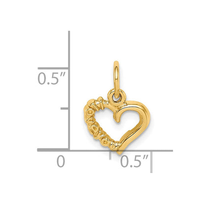 14K Gelbgold Poliert I Liebe You Herz Charm
