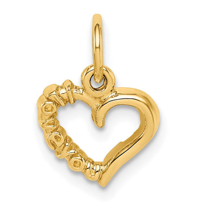 14K Gelbgold Poliert I Liebe You Herz Charm