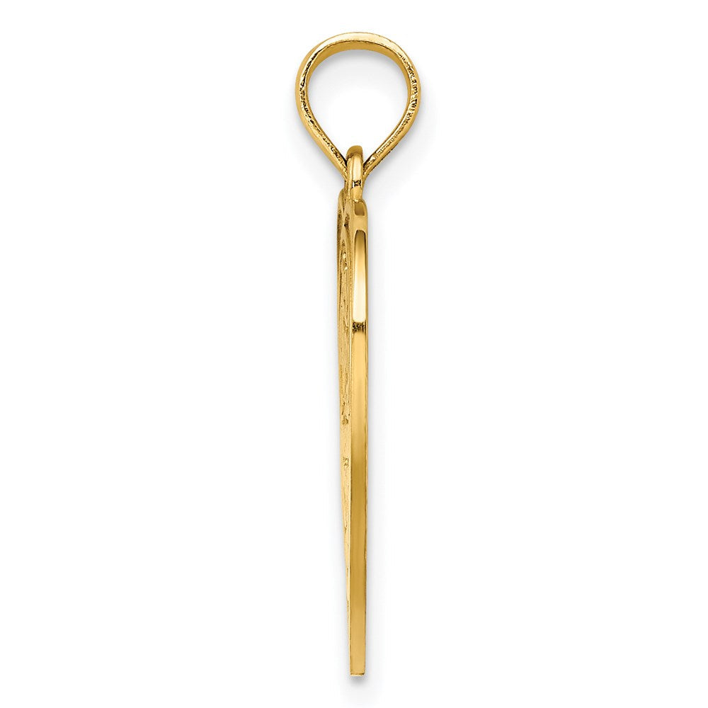 14K Gelbgold Charm „HAPPY ANNIVERSARY" in Herzform mit strukturierter Rückseite