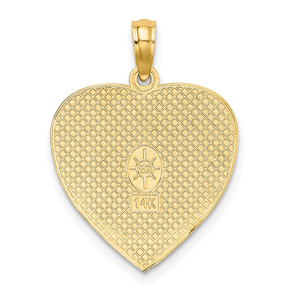 14K Gelbgold Charm „HAPPY ANNIVERSARY" in Herzform mit strukturierter Rückseite