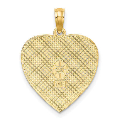 14K Gelbgold Charm „HAPPY ANNIVERSARY" in Herzform mit strukturierter Rückseite