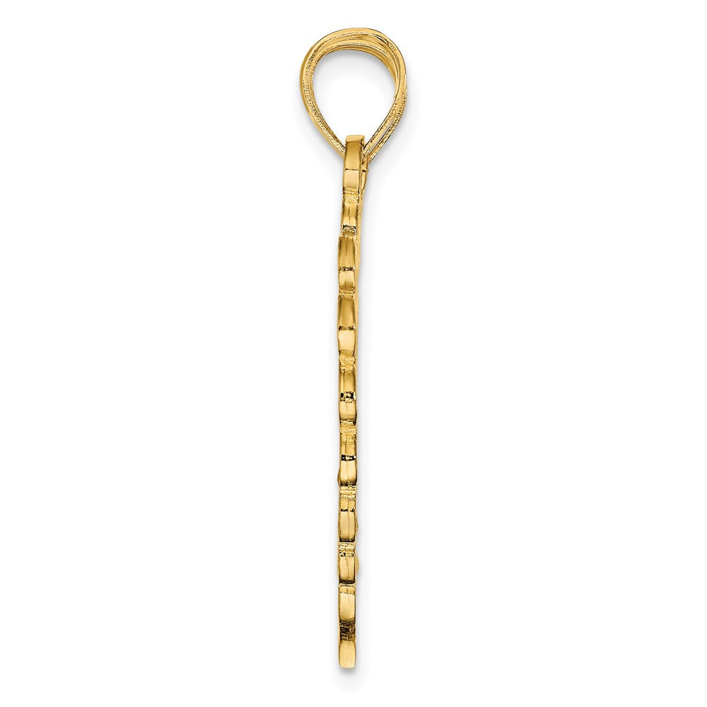 14 Karat Gelbgold Polierter „BEST FRIEND“ 2-teiliger Herz-Charm zum Auseinanderbrechen