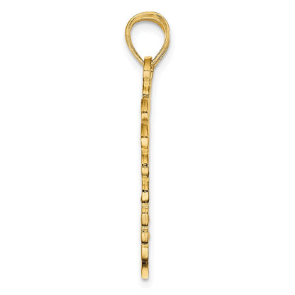 14 Karat Gelbgold Polierter „BEST FRIEND“ 2-teiliger Herz-Charm zum Auseinanderbrechen