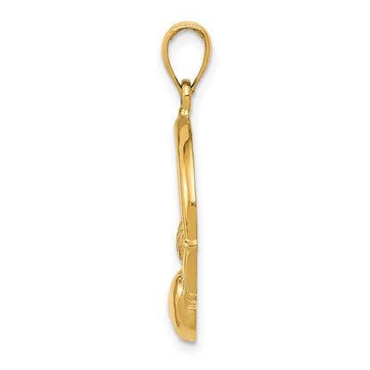 14K Gelbgold Poliert Claddagh-Anhänger