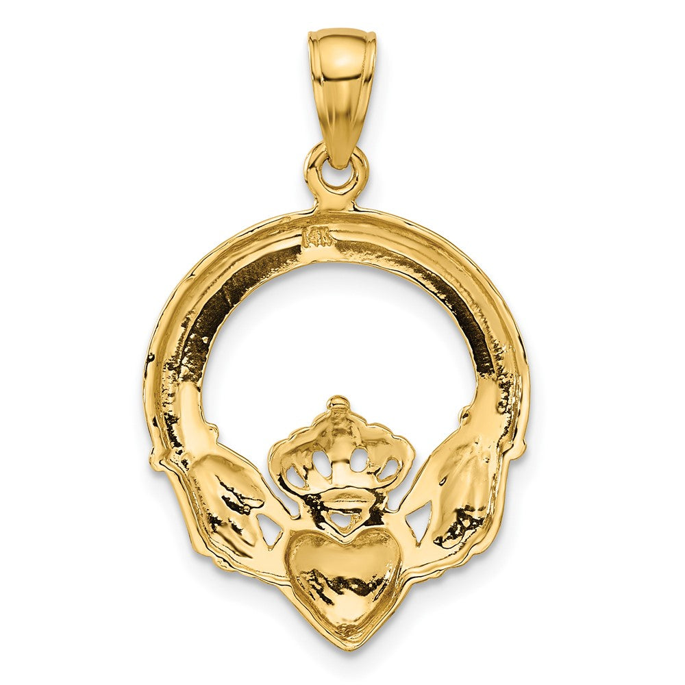 14K Gelbgold Poliert Claddagh-Anhänger