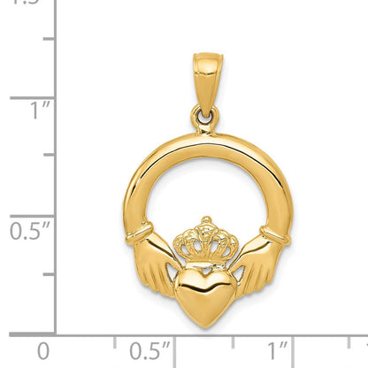 14K Gelbgold Poliert Claddagh-Anhänger