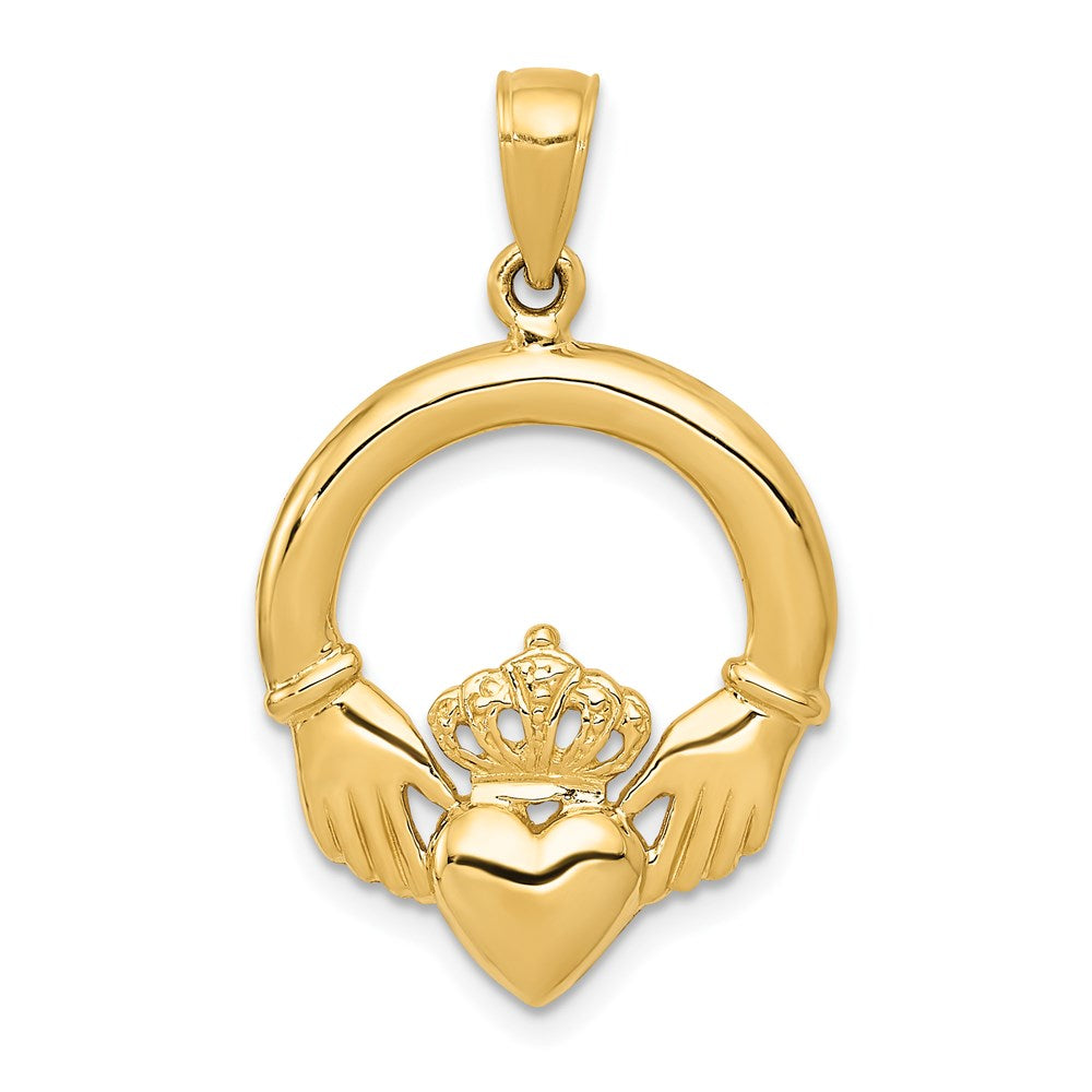 14K Gelbgold Poliert Claddagh-Anhänger
