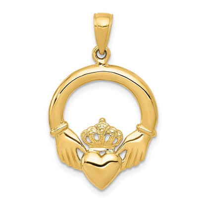 14K Gelbgold Poliert Claddagh-Anhänger