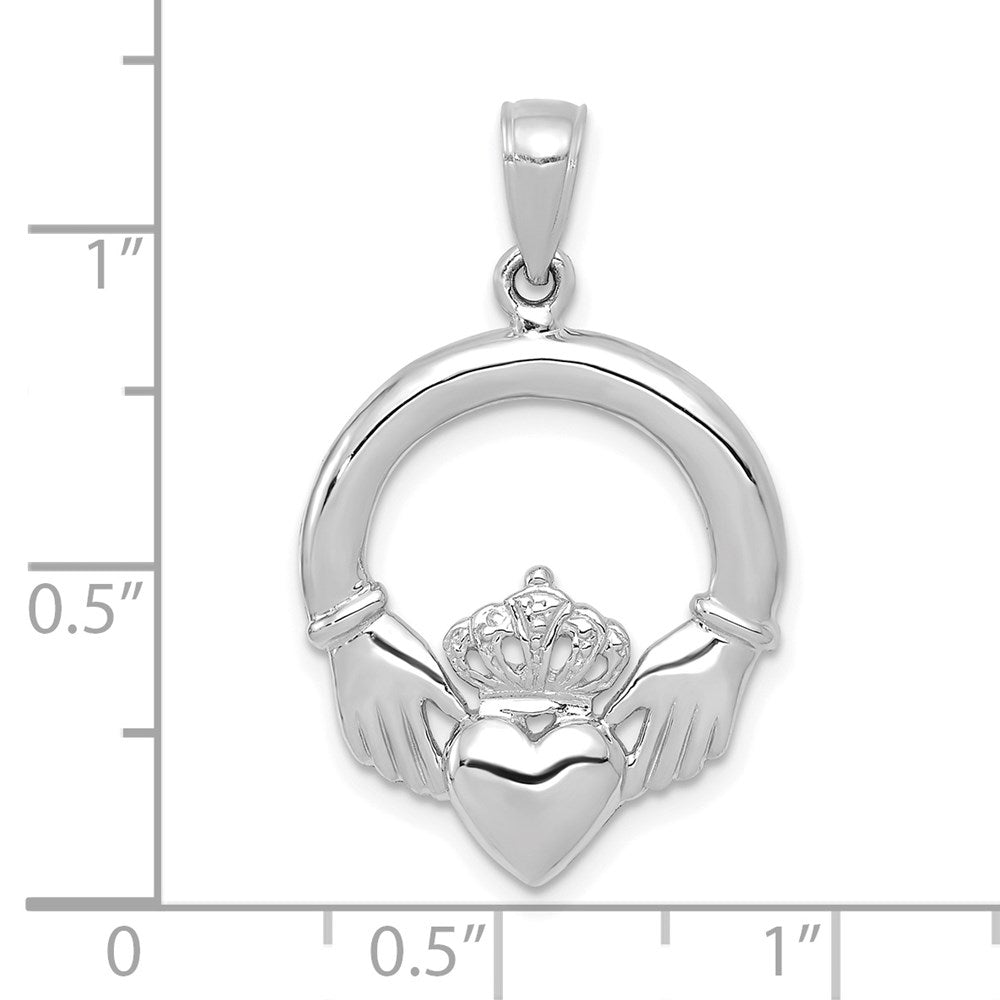 14K Weißgold Claddagh-Anhänger, poliert