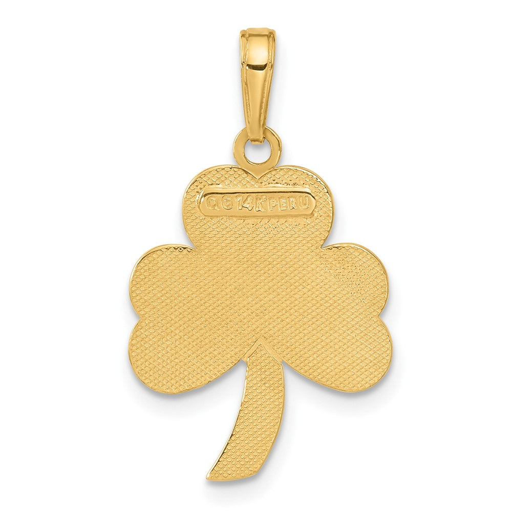 14K Gelbgold Kleeblatt-Anhänger mit grüner Emaille