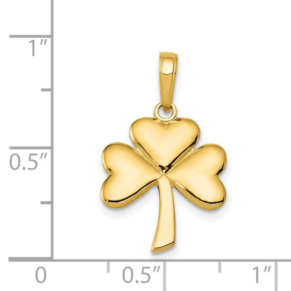 14K Gelbgold Poliert Massiv Kleeblatt-Anhänger