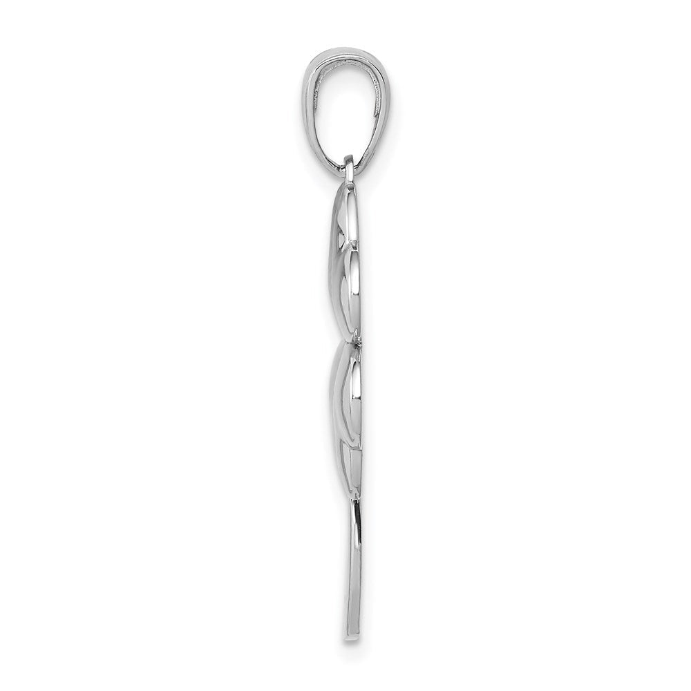 14K Weißgold Polierter Kleeblatt-Charm mit 4 Blättern