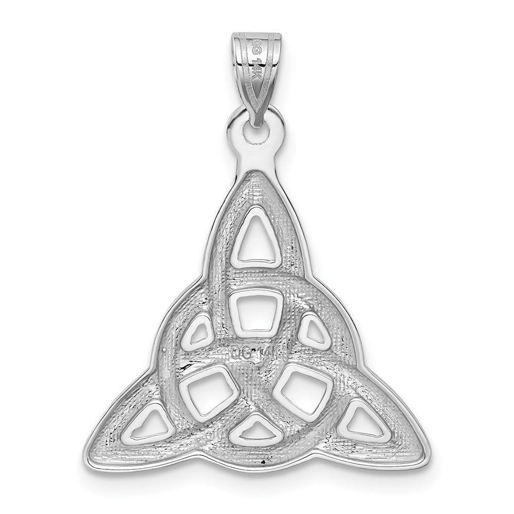 14K Weißgold Trinity-Knoten-Anhänger, poliert