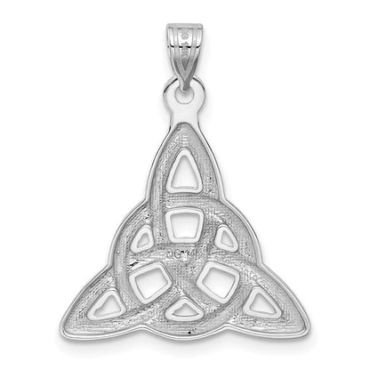 14K Weißgold Trinity-Knoten-Anhänger, poliert