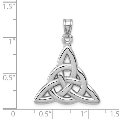 14K Weißgold Trinity-Knoten-Anhänger, poliert