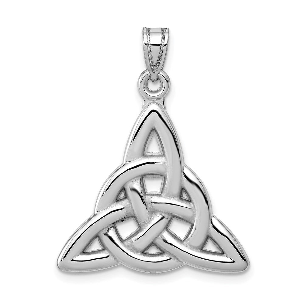 14K Weißgold Trinity-Knoten-Anhänger, poliert