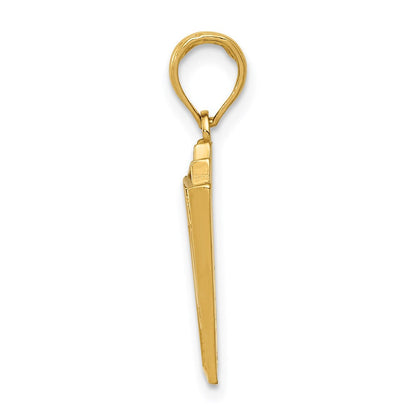 14K Gelbgold Massiv Satiniert-Poliert Royal-Flush-Anhänger