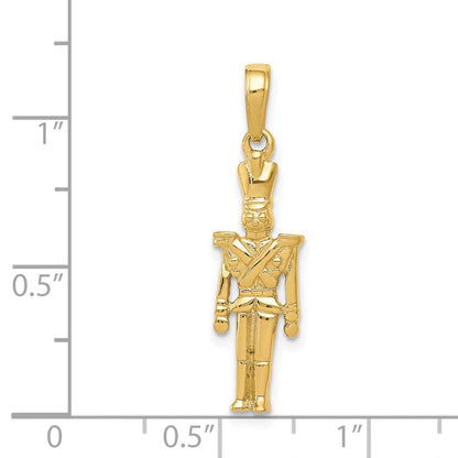 14K Gelbgold Polierter 3-D Zinnsoldat-Anhänger