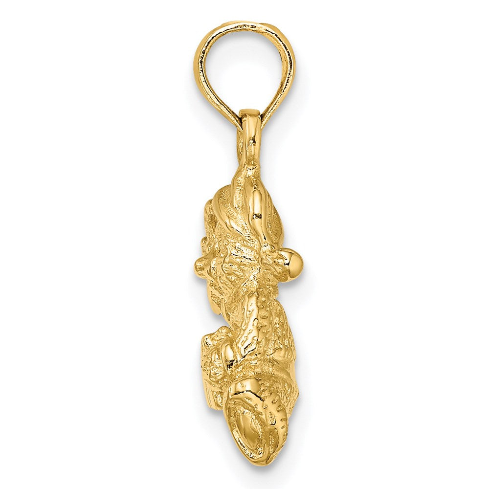 14K Gelbgold Polierter 3-D Teddybär-Charm