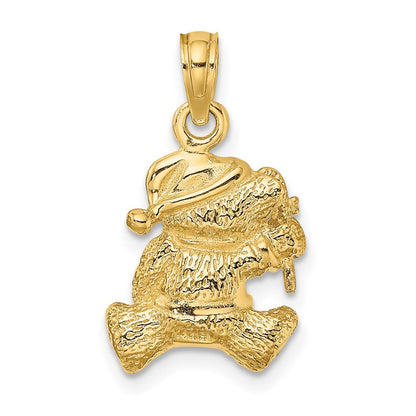 14K Gelbgold Polierter 3-D Teddybär-Charm
