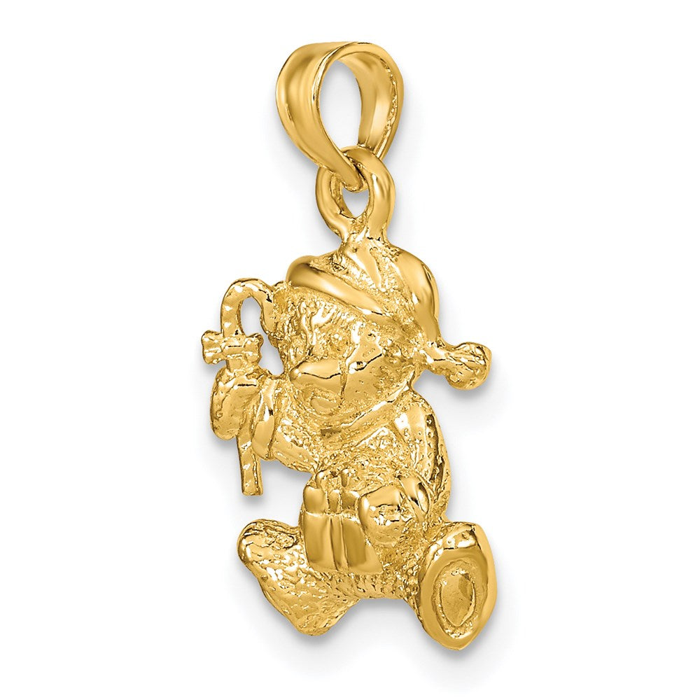 14K Gelbgold Polierter 3-D Teddybär-Charm