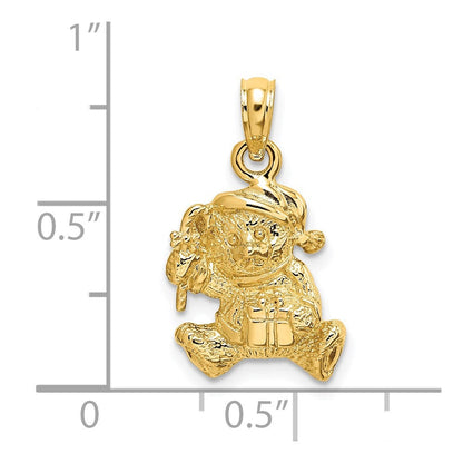14K Gelbgold Polierter 3-D Teddybär-Charm