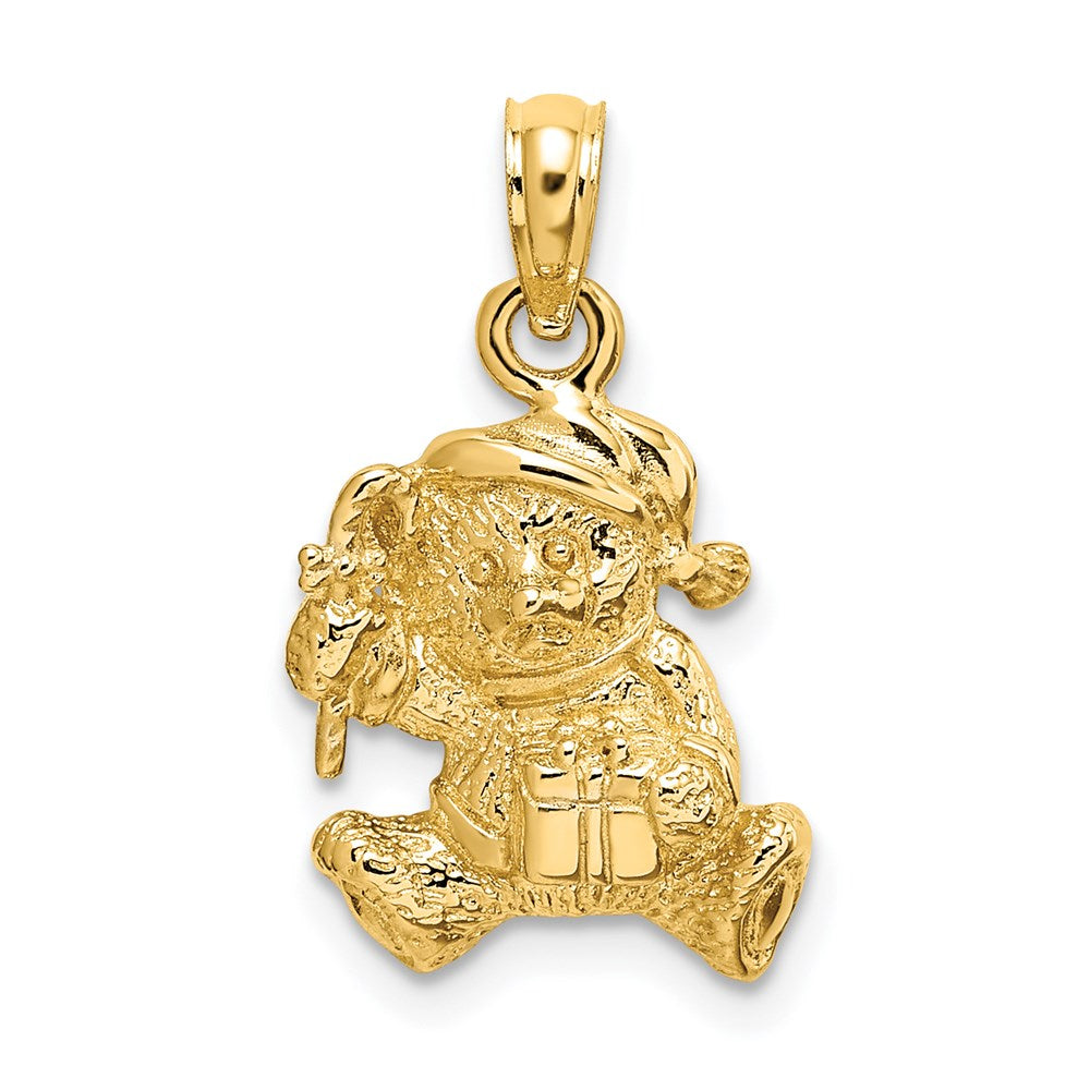 14K Gelbgold Polierter 3-D Teddybär-Charm