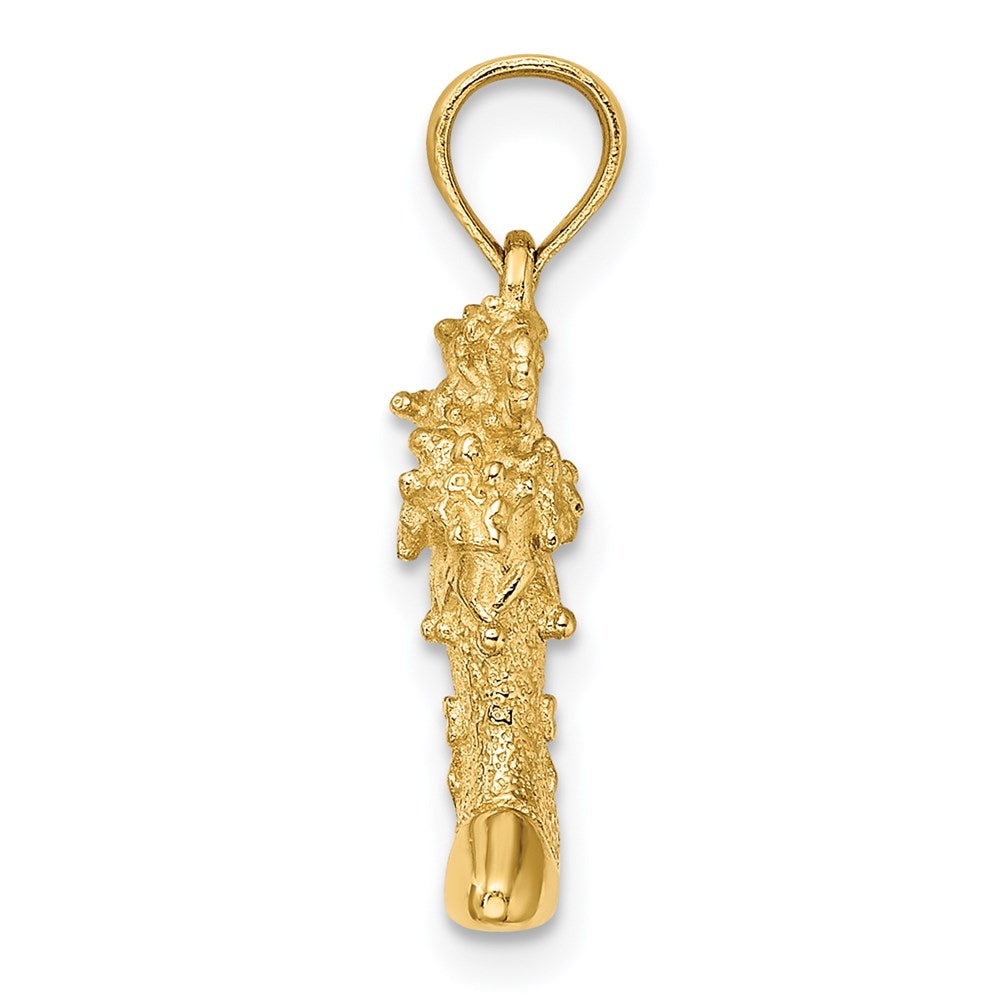 14K Gelbgold massiver polierter 3D-Weihnachtsstrumpf-Charm