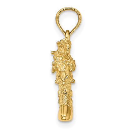 14K Gelbgold massiver polierter 3D-Weihnachtsstrumpf-Charm