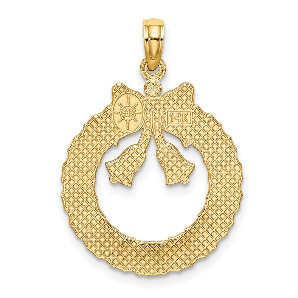 14K Gelbgold Charm "Weihnachtskranz", satiniert/poliert