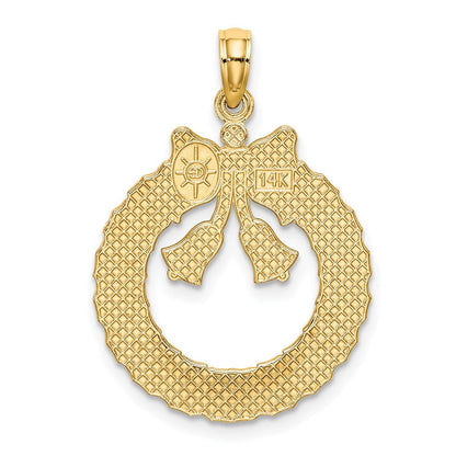 14K Gelbgold Charm "Weihnachtskranz", satiniert/poliert