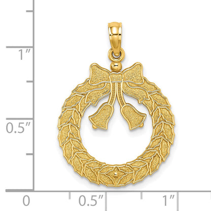 14K Gelbgold Charm "Weihnachtskranz", satiniert/poliert
