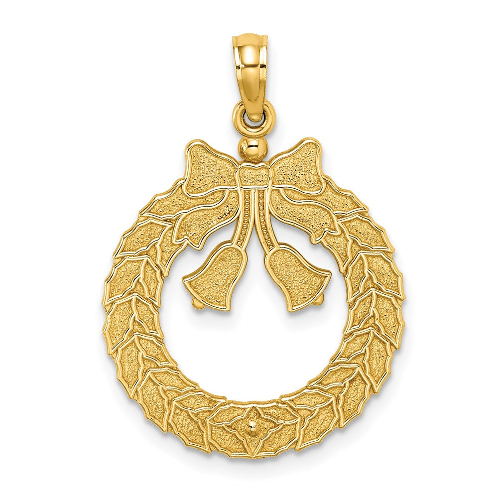 14K Gelbgold Charm "Weihnachtskranz", satiniert/poliert