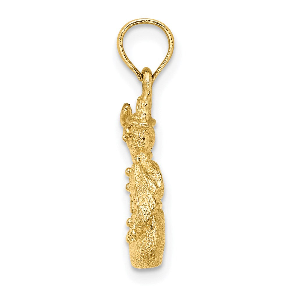 14K Gelbgold Charm, satiniert und poliert, 3-D-Schneemann
