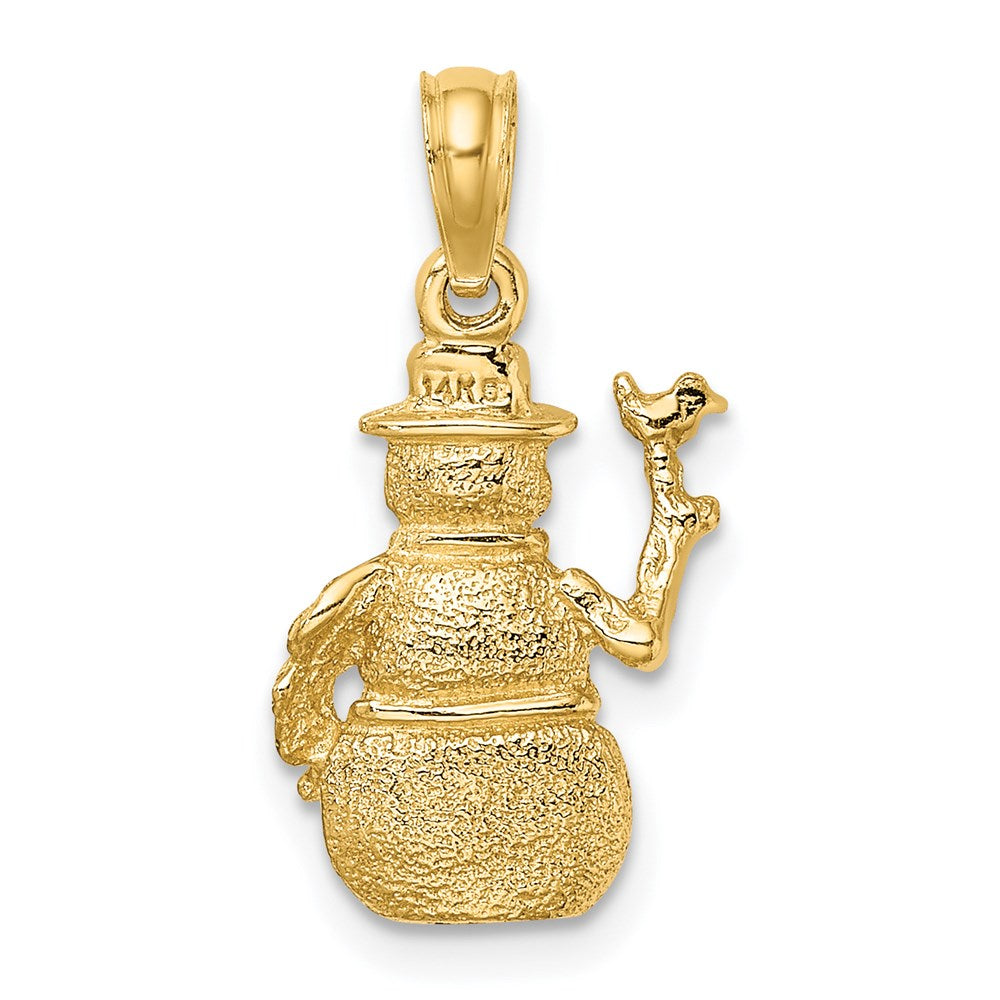 14K Gelbgold Charm, satiniert und poliert, 3-D-Schneemann