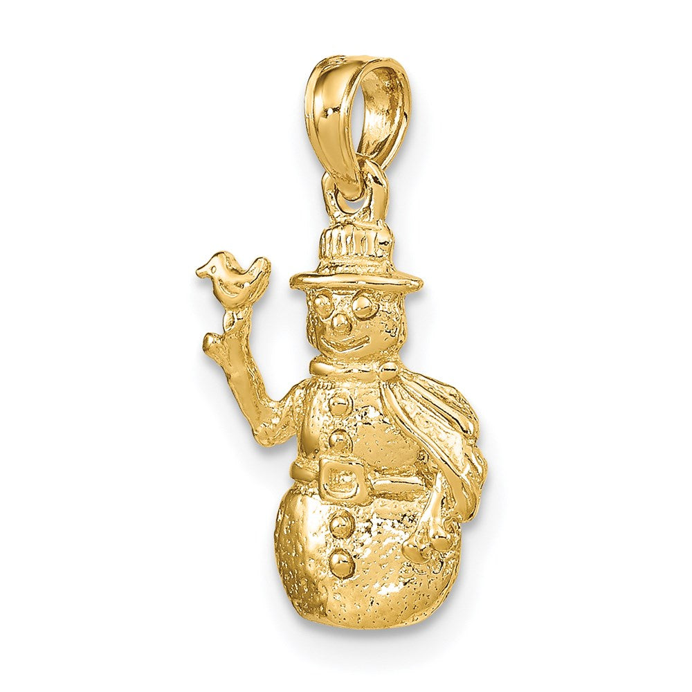 14K Gelbgold Charm, satiniert und poliert, 3-D-Schneemann