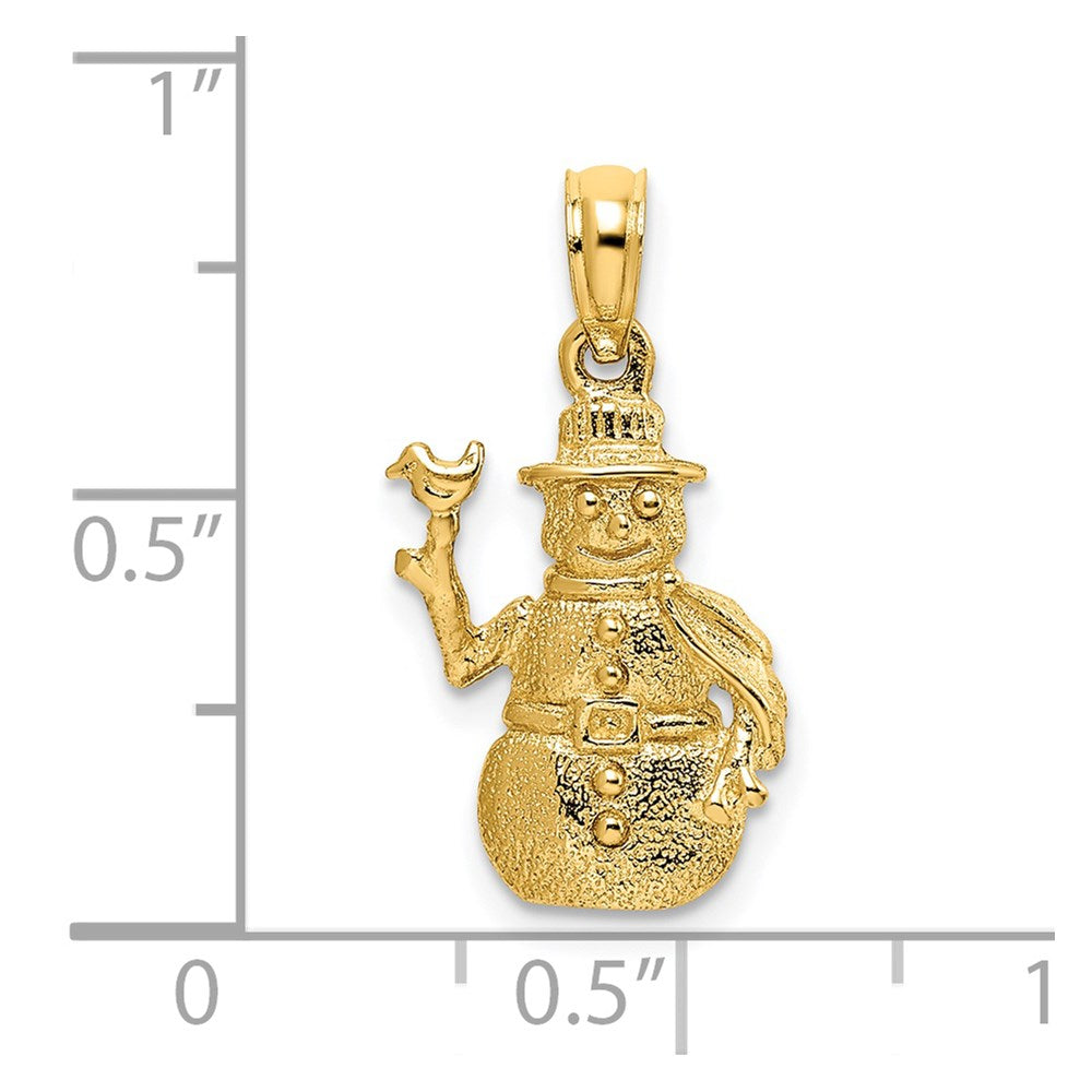 14K Gelbgold Charm, satiniert und poliert, 3-D-Schneemann