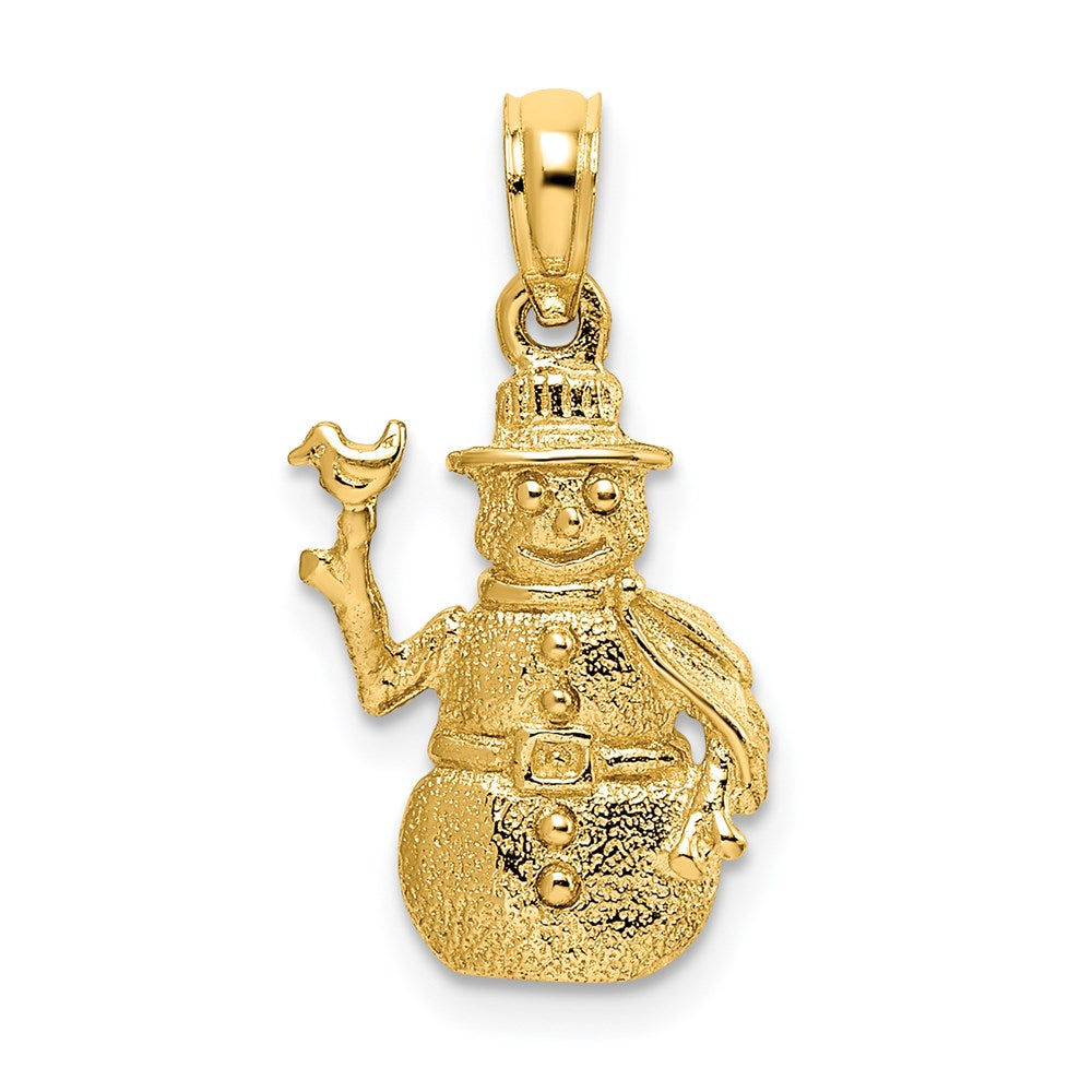 14K Gelbgold Charm, satiniert und poliert, 3-D-Schneemann