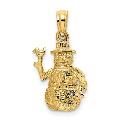 14K Gelbgold Charm, satiniert und poliert, 3-D-Schneemann